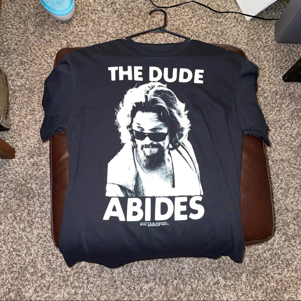 THE BIG LEBOWSKI “THE DUDE” black short sleeve t shirt MENS large